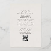 Invitation En Aluminium Mariage Moderne de Plage Côtière & Code QR RSVP Or (Verso)