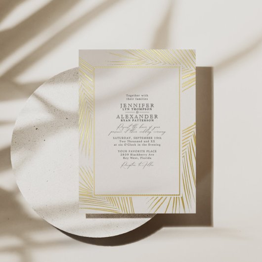 Invitation En Aluminium Mariage Moderne de Plage Côtière & Code QR RSVP Or