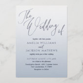 Invitation En Aluminium Mariage moderne Dusty Blue & Silver (Recto)