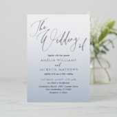 Invitation En Aluminium Mariage moderne Dusty Blue & Silver (Debout devant)