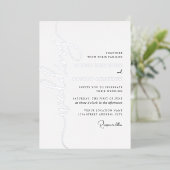 Invitation En Aluminium Mariage Moderne Écriture Argentée (Debout devant)