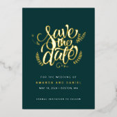 Invitation En Aluminium Mariage Moderne Écriture Calligraphique Vert Émera (Recto)