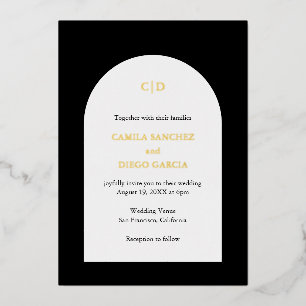 Invitation En Aluminium Mariage Moderne Élégant à Arche Noire