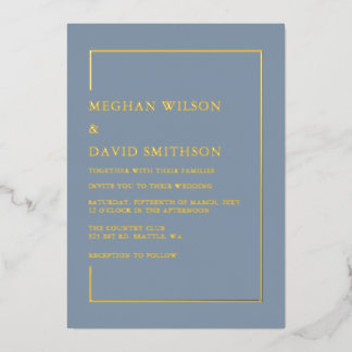 Invitation En Aluminium Mariage Moderne Élégant Bleu Poussiéreux