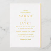 Invitation En Aluminium Mariage moderne élégant Gold Foil (Recto)