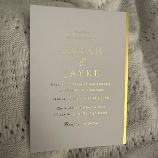 Invitation En Aluminium Mariage moderne élégant Gold Foil