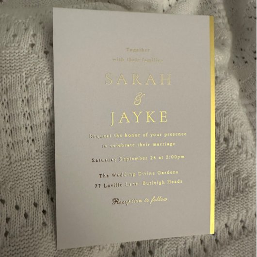 Invitation En Aluminium Mariage moderne élégant Gold Foil