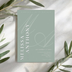 Invitation En Aluminium Mariage Moderne Élégant Minimaliste Argent et Saug