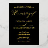 Invitation En Aluminium Mariage moderne élégant noir et or (Recto)