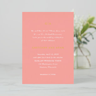 Invitation En Aluminium Mariage Moderne Élégant Rose Corail