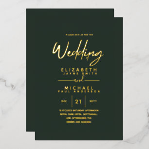 Invitation En Aluminium Mariage Moderne Élégant Script Or Feuille