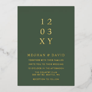 Invitation En Aluminium Mariage Moderne Élégant Simple Vert