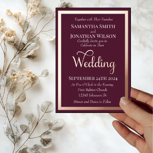 Invitation En Aluminium Mariage Moderne Élégant Typographie Rose Gold Viol