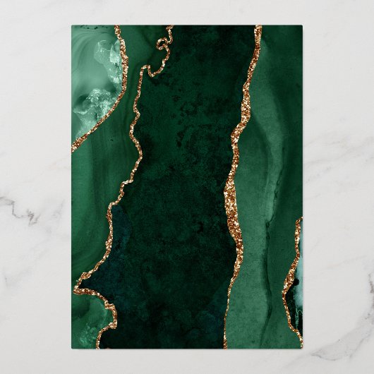 Invitation En Aluminium Mariage moderne Emerald Green Agate (Verso)