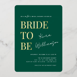 Invitation En Aluminium Mariage moderne et audacieux Émeraude verte et or
