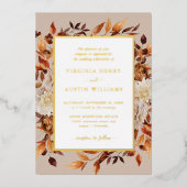 Invitation En Aluminium Mariage moderne Fall Gold (Recto)