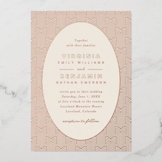 Invitation En Aluminium Mariage moderne géométrique (Recto)