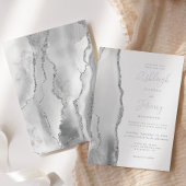 Invitation En Aluminium Mariage moderne gris argenté blanc