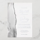 Invitation En Aluminium Mariage moderne gris blanc argenté (Recto)