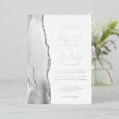 Invitation En Aluminium Mariage moderne gris blanc argenté (Debout devant)