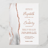 Invitation En Aluminium Mariage moderne gris blanc rose or âge (Recto)