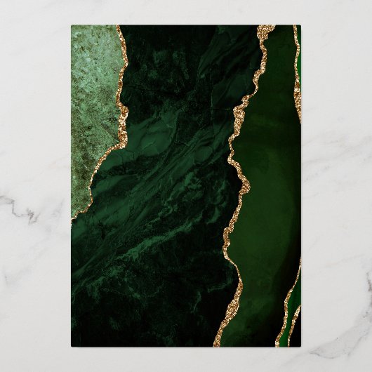 Invitation En Aluminium Mariage moderne Hunter Green Gold Agate (Verso)