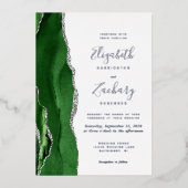 Invitation En Aluminium Mariage moderne Hunter Green Silver Agate (Recto)