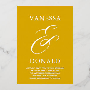Invitation En Aluminium Mariage Moderne Jaune Moutarde de Vanessa