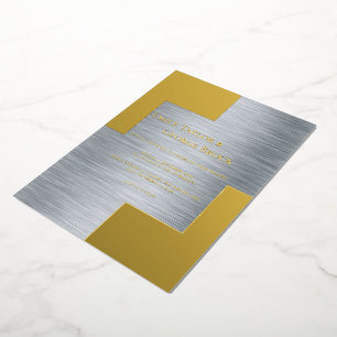 Invitation En Aluminium Mariage Moderne Luxueux Et Chic De Classe Or Et Ar