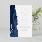 Invitation En Aluminium Mariage moderne Marine Blue Silver Agate (Debout devant)