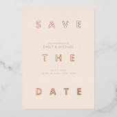 Invitation En Aluminium Mariage moderne minimal beige Enregistrer la date (Recto)