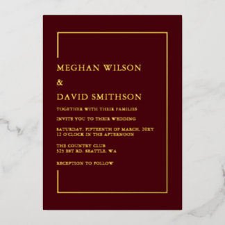 Invitation En Aluminium Mariage Moderne Minimaliste Bourguignon Simple