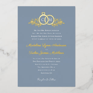 Invitation En Aluminium Mariage Moderne Minimaliste Écriture Or Feuille Ma