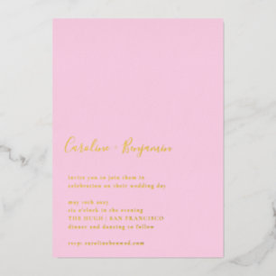 Invitation En Aluminium Mariage Moderne Minimaliste Écriture Pastel Rose O