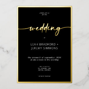Invitation En Aluminium Mariage Moderne Minimaliste Noir Blanc Script