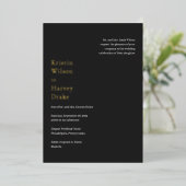 Invitation En Aluminium Mariage moderne noir élégant (Debout devant)