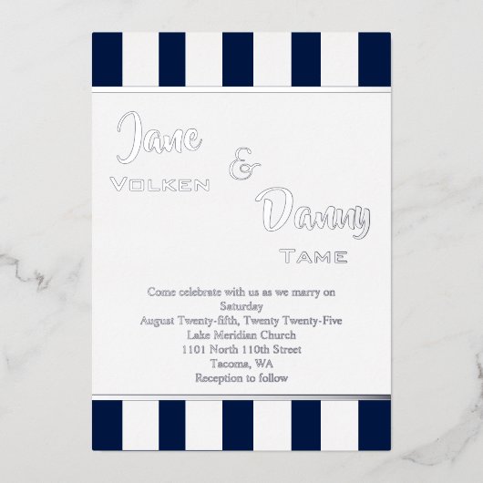 Invitation En Aluminium Mariage moderne noir et blanc avec (Recto)