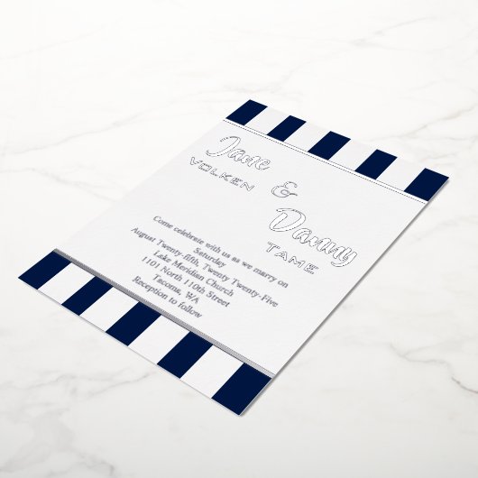 Invitation En Aluminium Mariage moderne noir et blanc avec (Rotation)