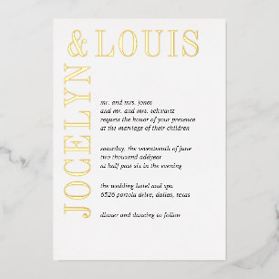 Invitation En Aluminium Mariage Moderne Noir et Blanc Gras