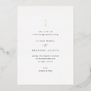 Invitation En Aluminium Mariage Moderne Noir et Blanc Save the Date