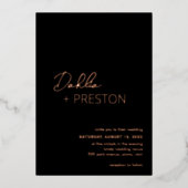 Invitation En Aluminium Mariage moderne noir minimal (Recto)