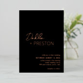 Invitation En Aluminium Mariage moderne noir minimal (Debout devant)