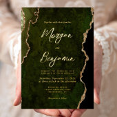 Invitation En Aluminium Mariage moderne Olive Green Script