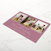 Invitation En Aluminium Mariage Moderne Photo Collage Mauve Enregistrer La (Rotation)