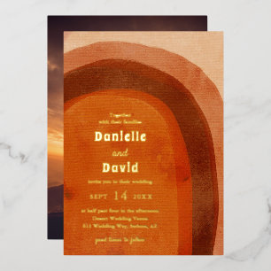Invitation En Aluminium Mariage Moderne Photo d'Arche Rustique Orange Brûl