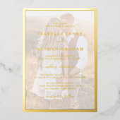 Invitation En Aluminium Mariage moderne Photo Gold (Recto)