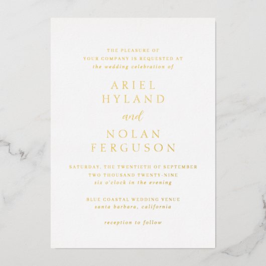 Invitation En Aluminium Mariage moderne propre (Recto)