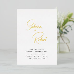 Invitation En Aluminium Mariage Moderne Propre Enregistrer la Date
