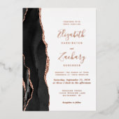 Invitation En Aluminium Mariage Moderne Rose Or Noir Agate (Recto)