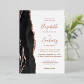 Invitation En Aluminium Mariage Moderne Rose Or Noir Agate (Debout devant)
